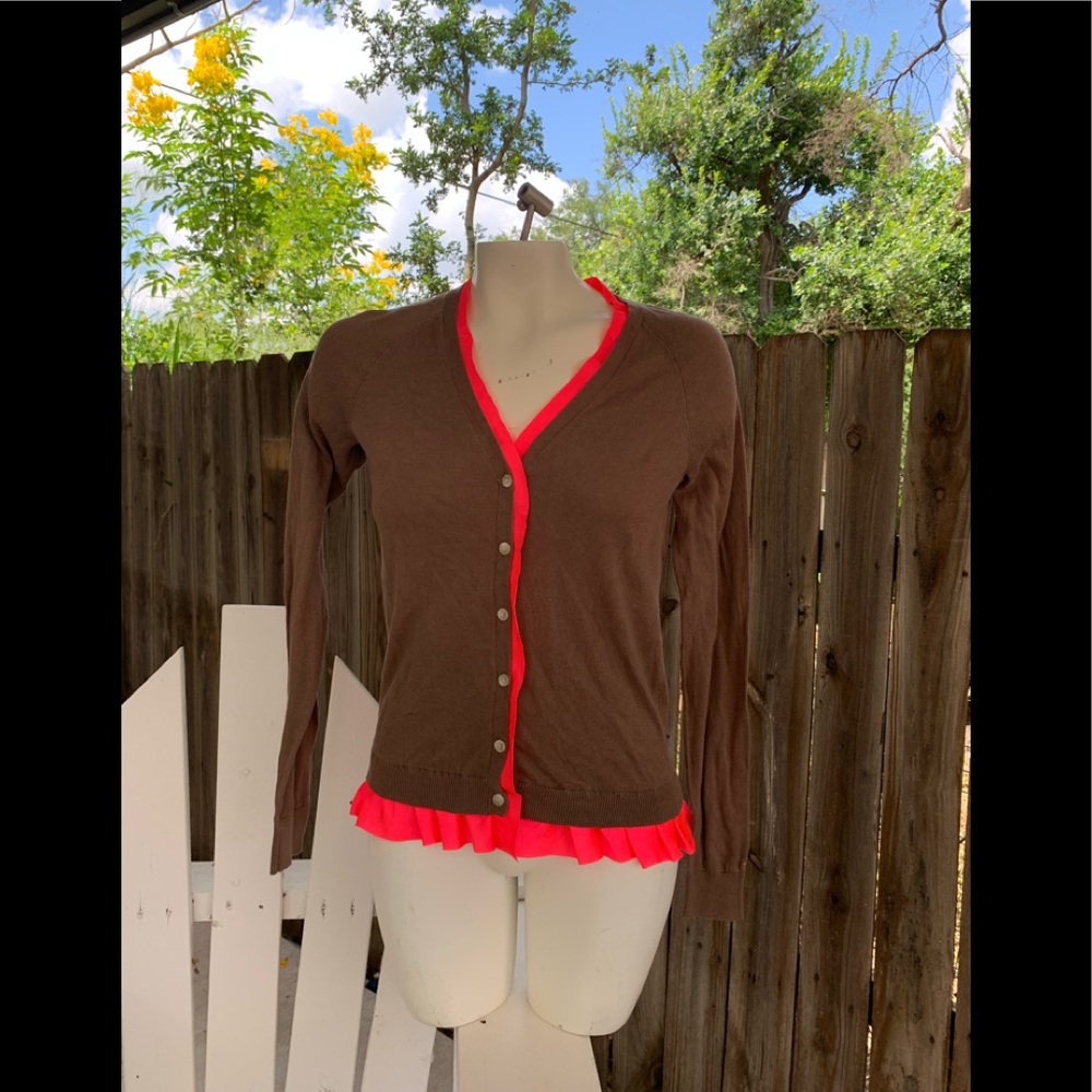 New with tags Gap cardigan sweater XS, Neon/ Brown.